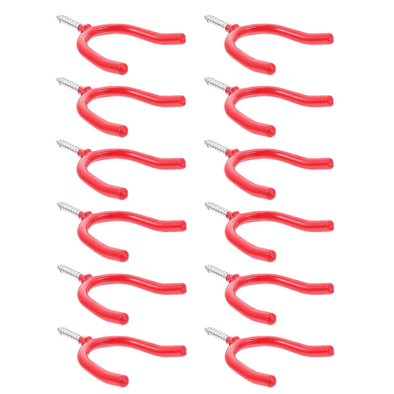 Multi-Purpose Hooks For Garage Organization 9.6x6.6x0.6cm Red Tool Storage 16Pcs