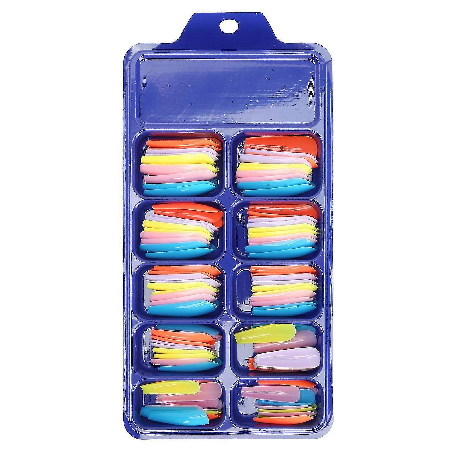 Stylish Colorful Full Cover False Nails - Pure Color Manicure Tips for Home Salon Nail Art Tool Set