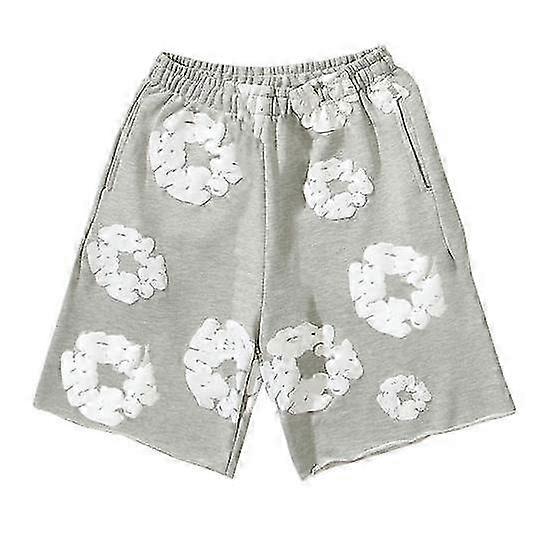Sport Shorts for Men with Flower Print and Elastic Waist