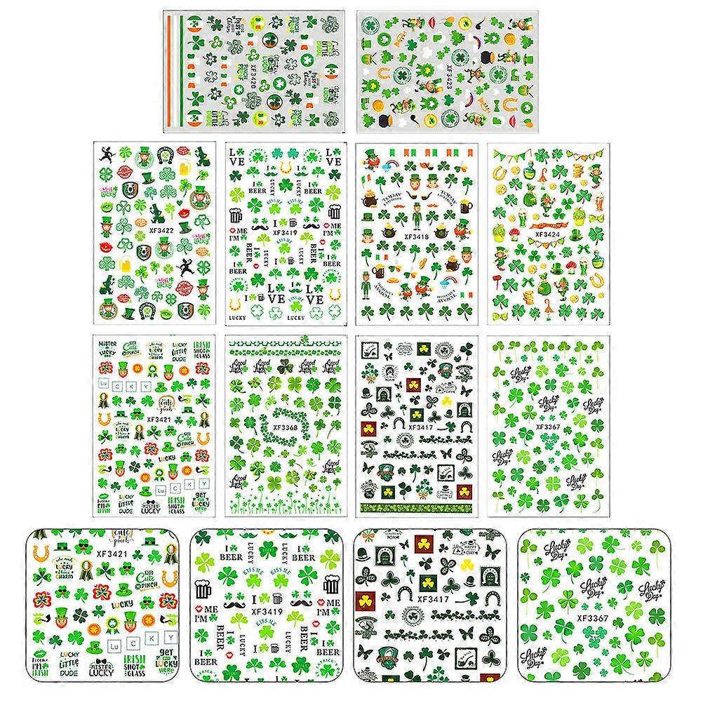 Clover Nail Stickers Festival Nail Art Decals for Beautiful Manicure 10 Sheets for Saint Patrick Day