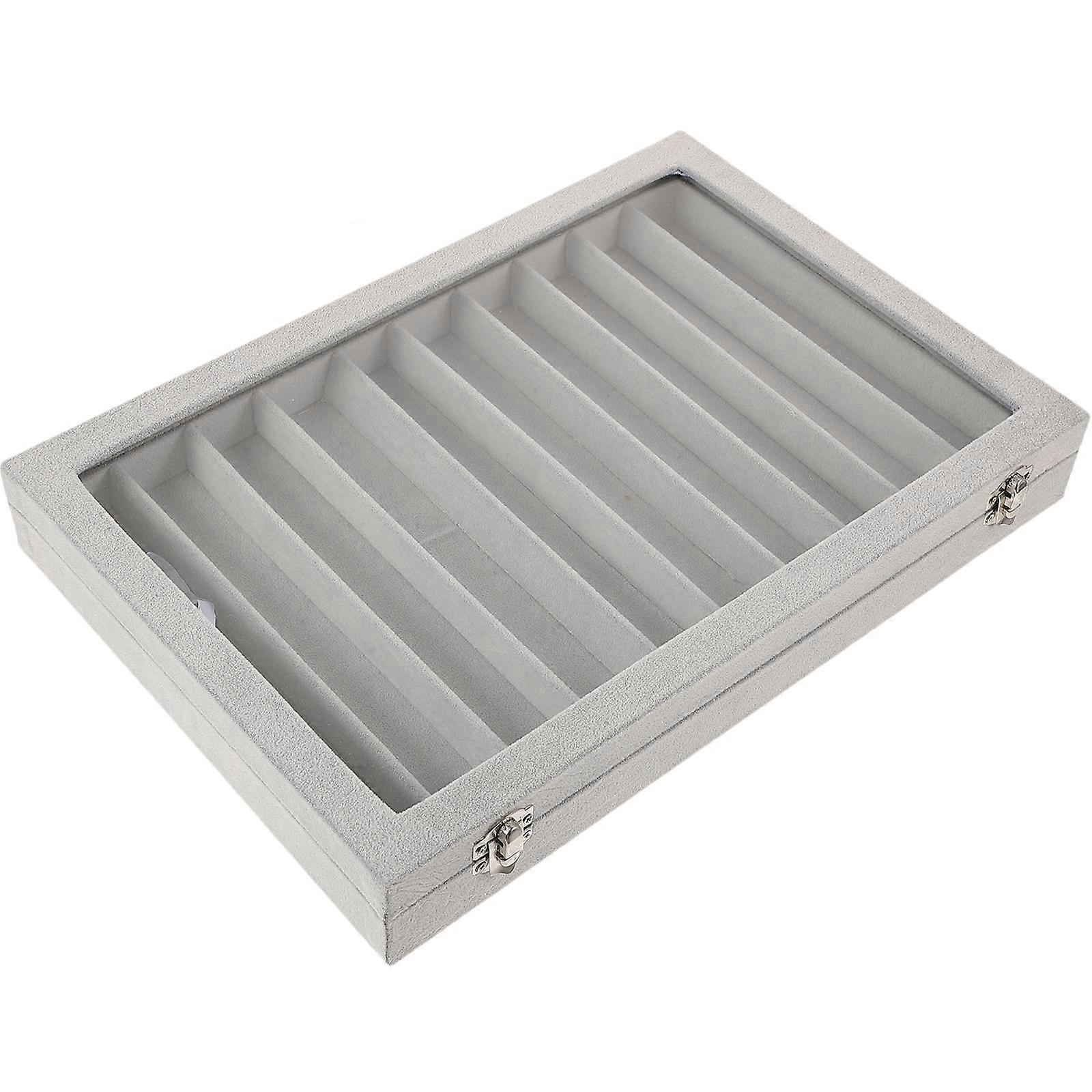 Jewelry Storage Organizer Box Rectangular Shape Grey For Traveling Dating Easy Access 1Pack