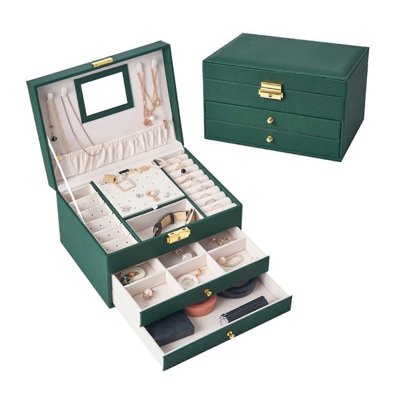 Jewelry Box Large Capacity with Lock, Multi-Layer Storage for Earrings, Necklaces, Bracelets, Organizer C S