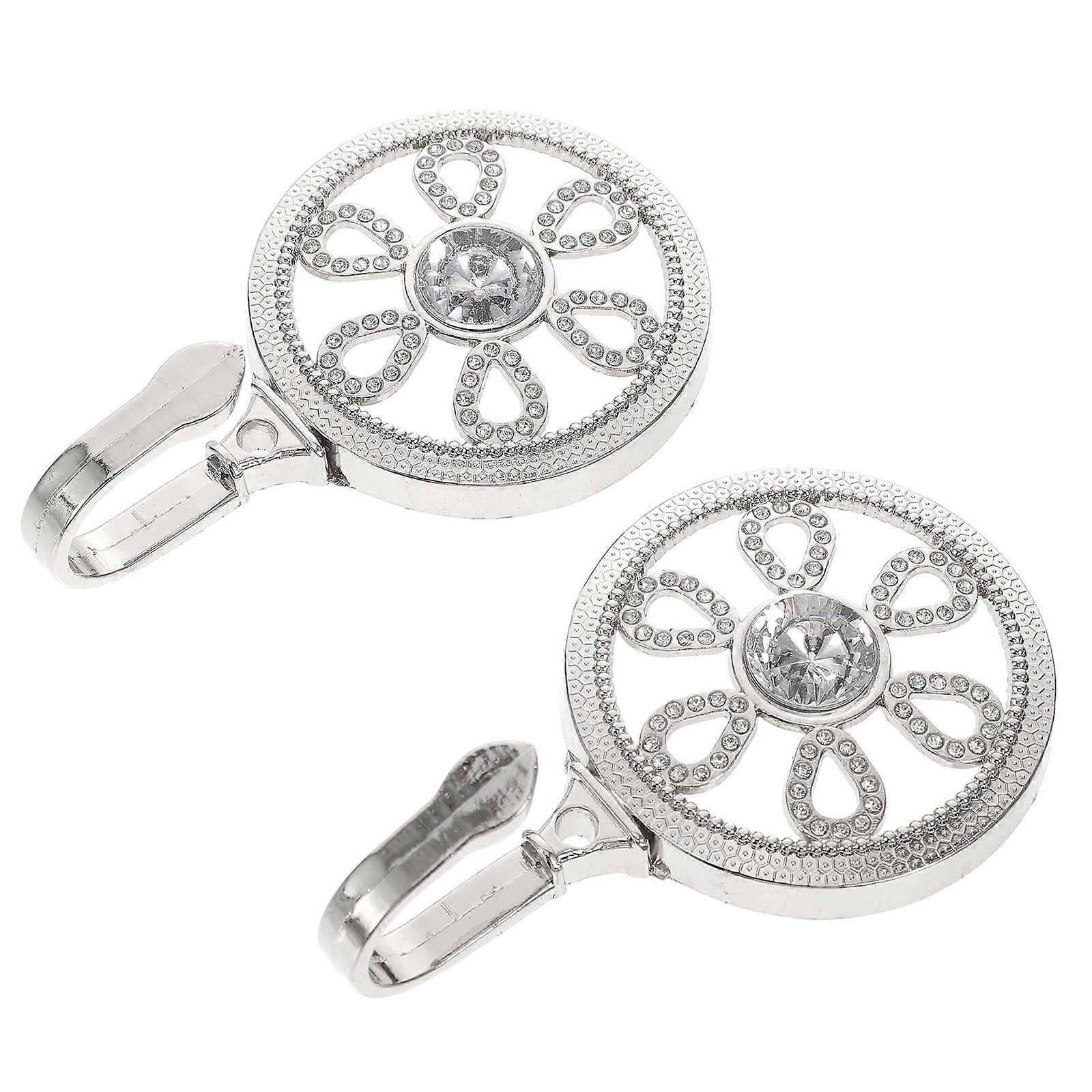 Flower Design Wall Hooks for Home Silver Zinc Alloy Decorative Hooks for Hanging 1 Pair