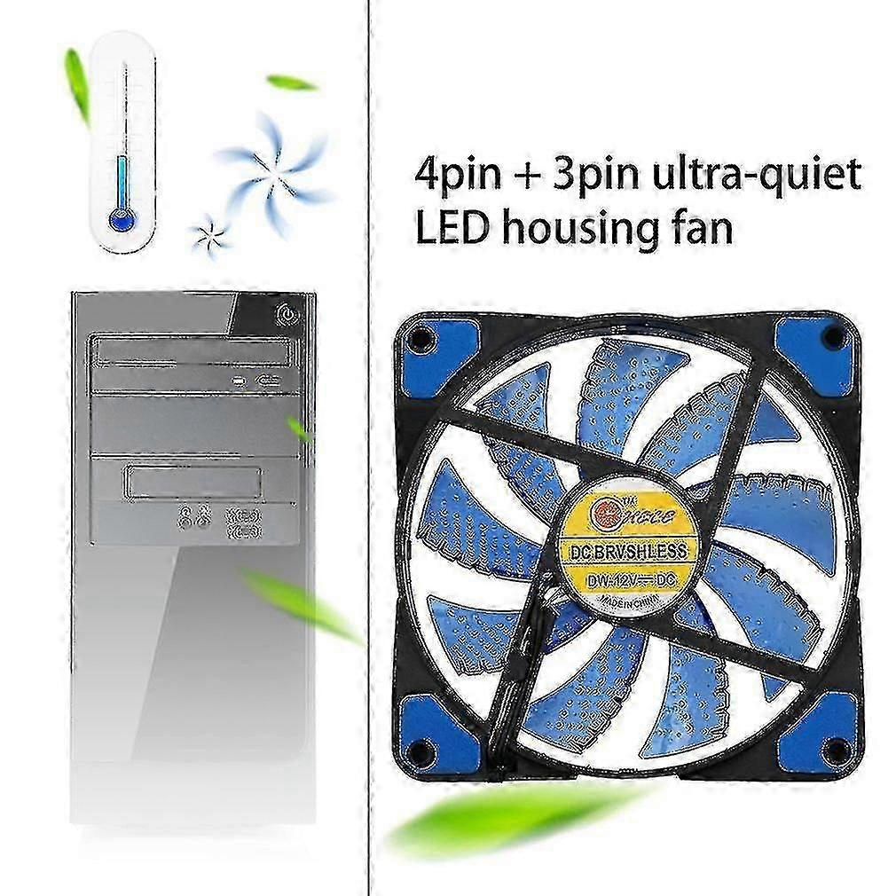 120mm Led Ultra Silent Computer Pc Case Fan 15 Leds 12v Easy Installed Hr