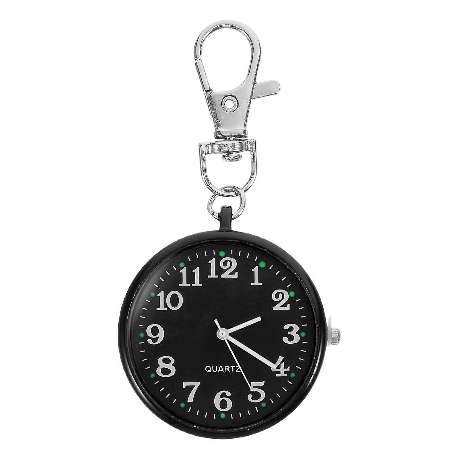 Round Quartz Movement Pocket Watch With Keychain For Student Exams Patient Care 1Pcs