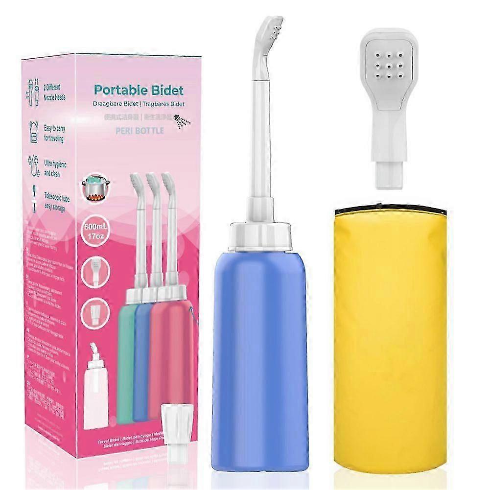 Portable Bidet for Women Kids with 2 Nozzle + Scalable Tube - 500ml Travel Bidet - Peri Bottle 17oz Handheld Personal Bidet - for Outdoor,Camping,Trav