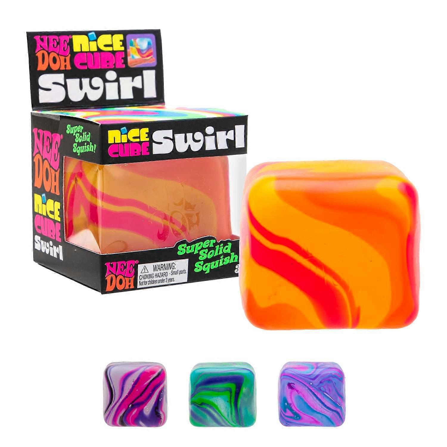 NeeDoh Nice Cube Swirl - Squishy Fidget Toy For Kids, Nee Doh Stress Balls, Sensory Fidgets, Anxiety Relief Squidgy Toys, Children’s Gifts, Safe & Non-Toxic Dough Texture, Age 3 Year Olds +
