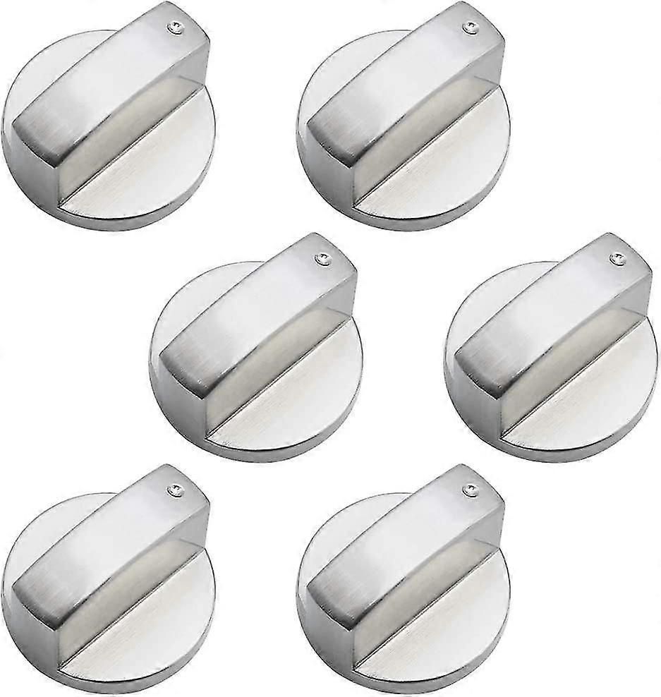6 Pieces Universal Metal Control Knobs for Gas Stove, 6mm Diameter, EU Standard