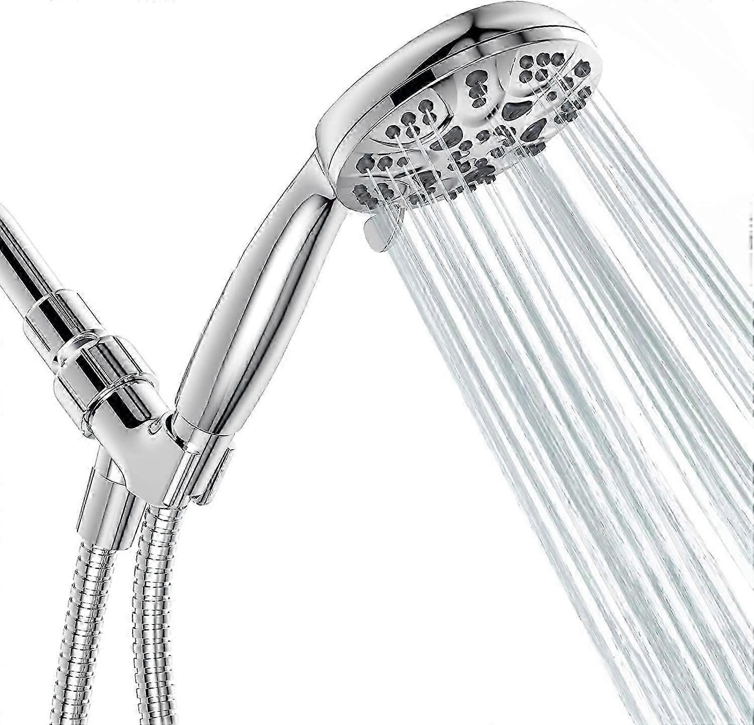 6 Functions Handheld Shower Head Set High Pressure Shower Head High Flow Bathroom Hand Held Showerhead Replacement Tool-free 1-Min Installati