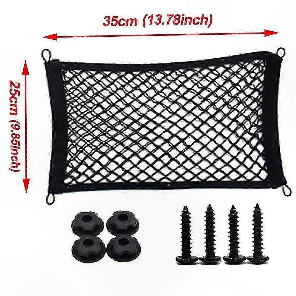 Elastic Mesh Storage Net with Hooks and Screws for Vehicle Cargo Organization