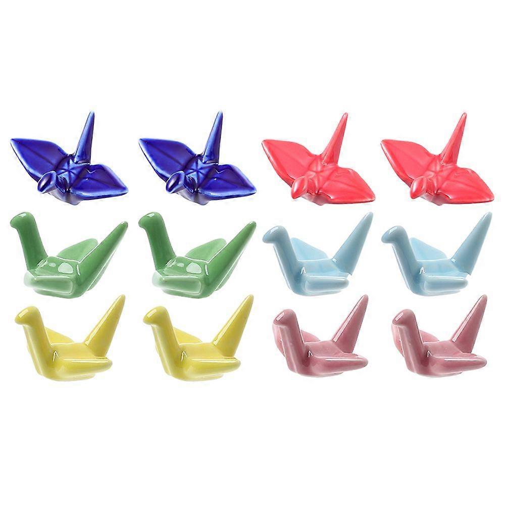 12pcs Paper Crane Ceramics Chopsticks Racks Spoon Forks Rest Chopsticks Stand