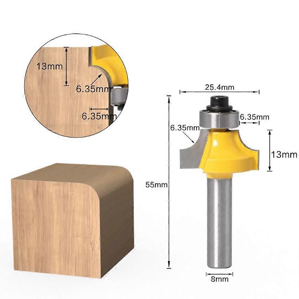 5 Pcs 8mm Shank Round R Corner Router Bit Set YG8 Alloy Steel