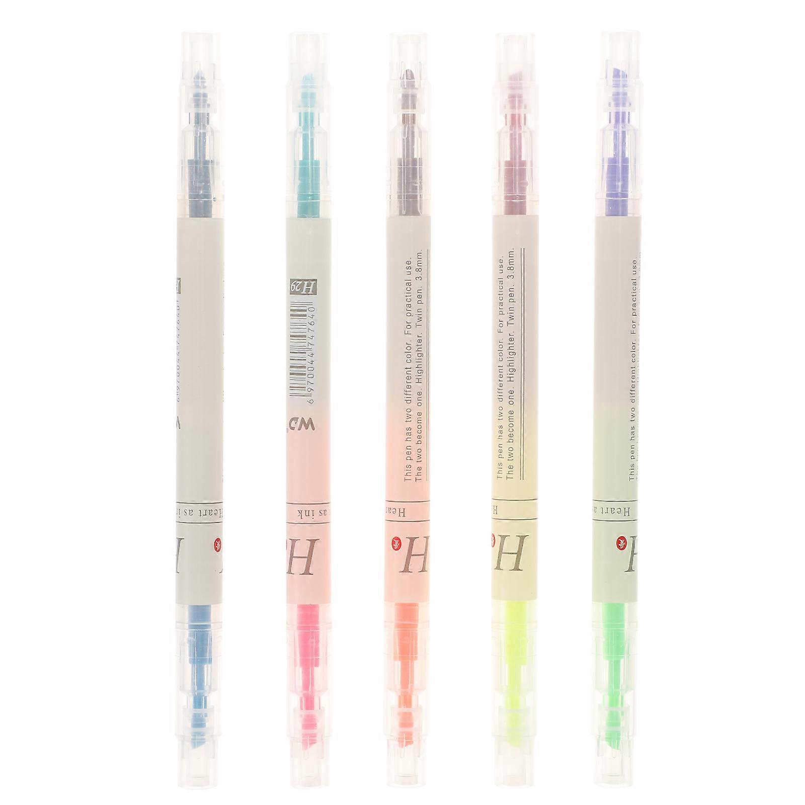Fluorescent Pens Multi-Purpose Bright Color Highlighters for Office Use Assorted Color Plastic with Highlighting Function 5Pcs