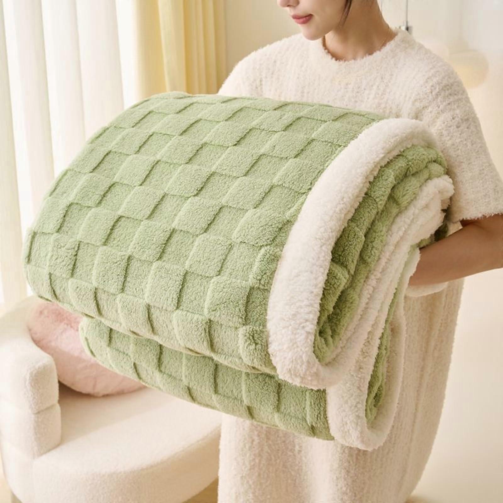 Sherpa Blanket Throw, Soft Fluffy Warm for Bed and Couch (Sage Green, 60'*80')