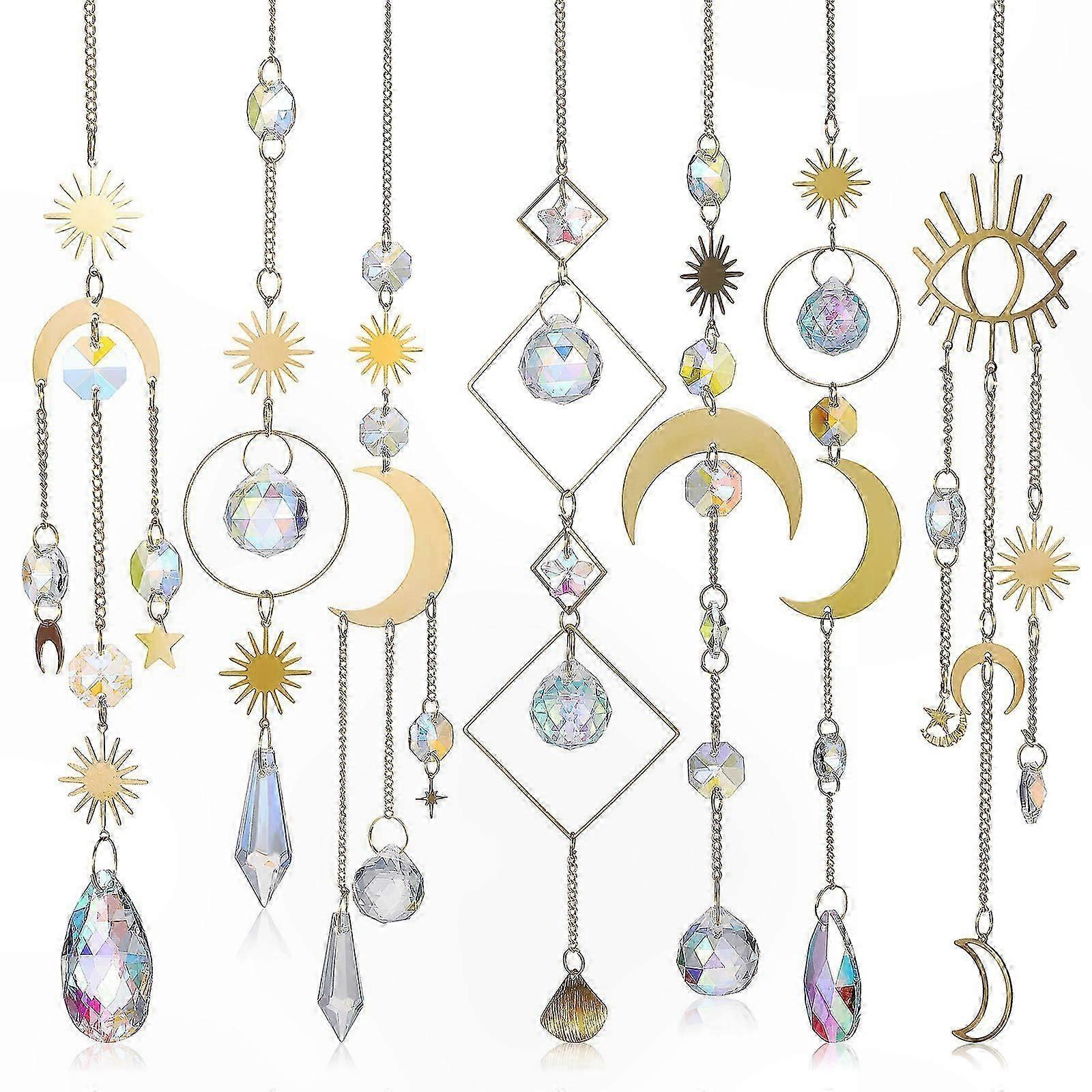 Crystal Wind Chime with Moon Star Design Hanging Ornament