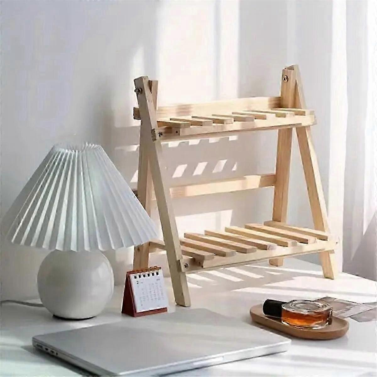 Wooden storage rack, 2-layer desktop storage rack