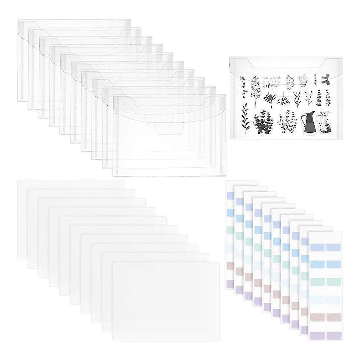 20Sets Clear Stamps Storage Bags with Panels