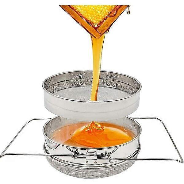 Stainless steel double honey strainer with double-handle design for easy carrying