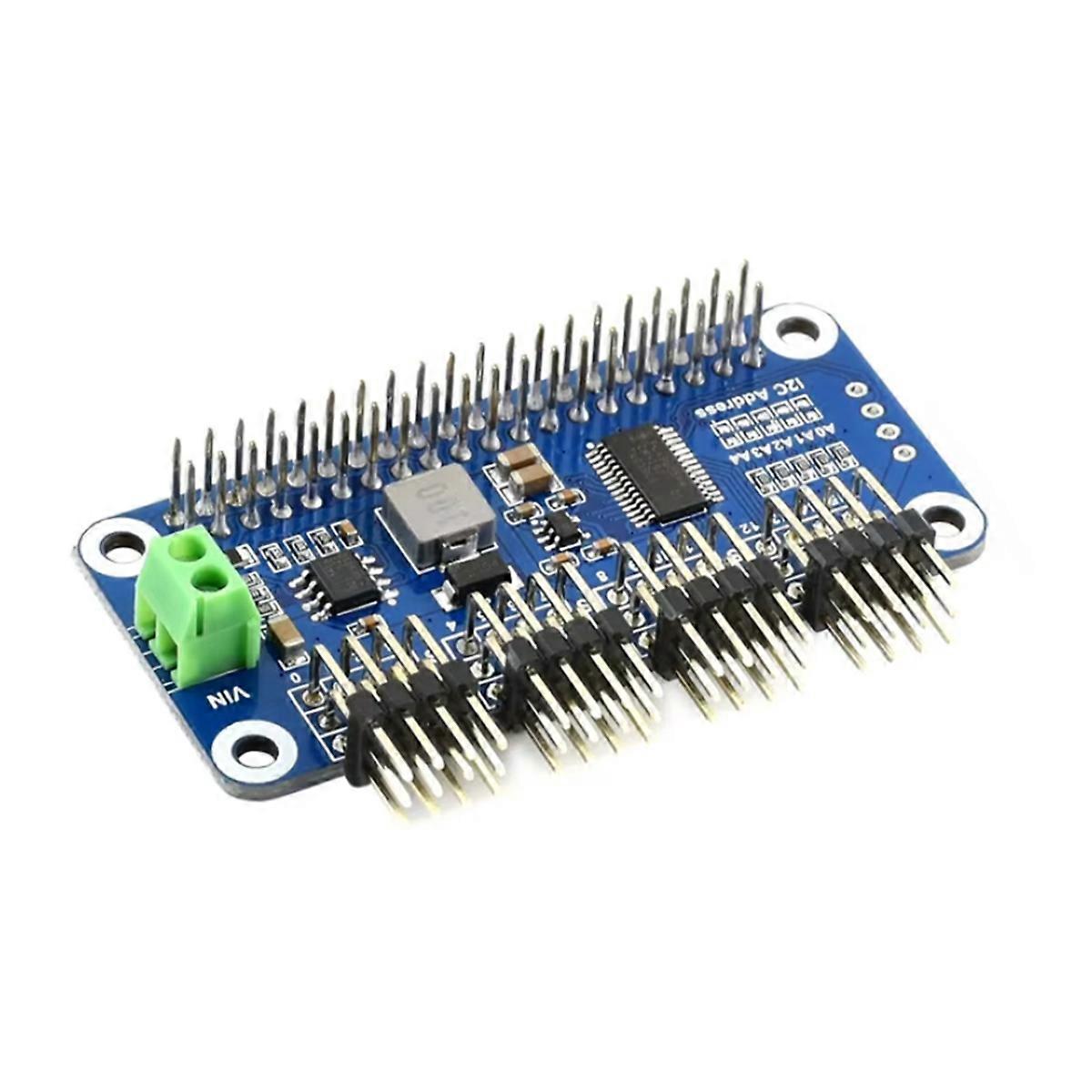 16-Channel 12-Bit Servo Driver HAT (B) for , Nano I2C Interface, Integrated 5V Regulator