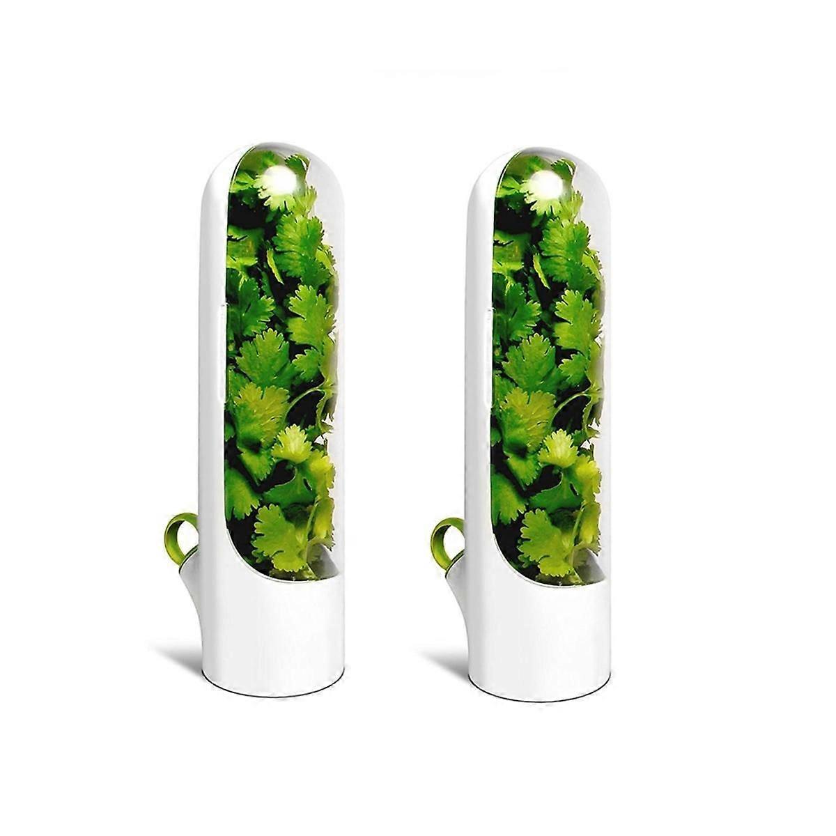 2PCS Capsule Case -Keeping Box Cup Type Food Storage Container Vegetable Preservation for Dill Cori
