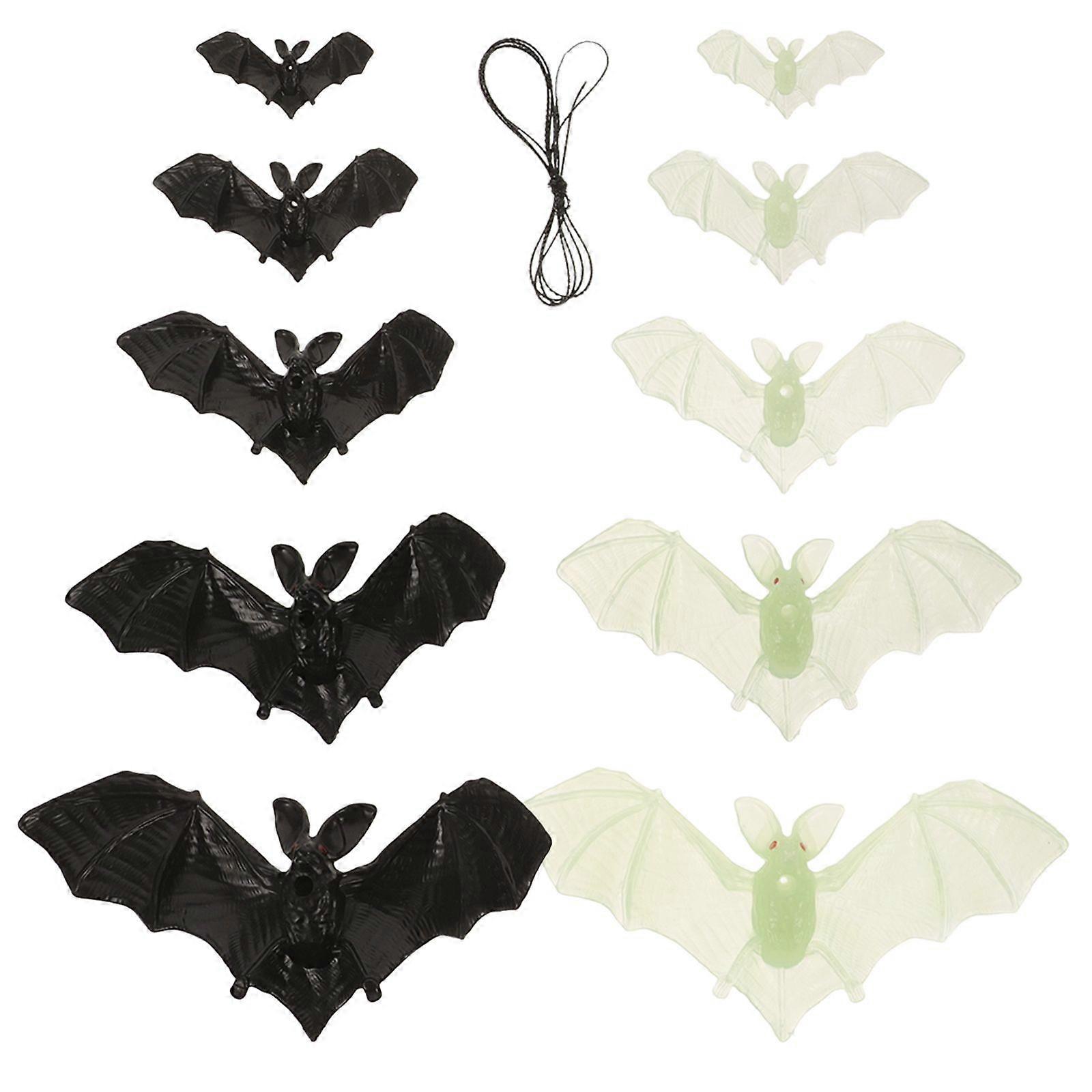 10pcs Realistic Glow-in-the-Dark Bat String Decorations for Halloween DIY Hanging Bats