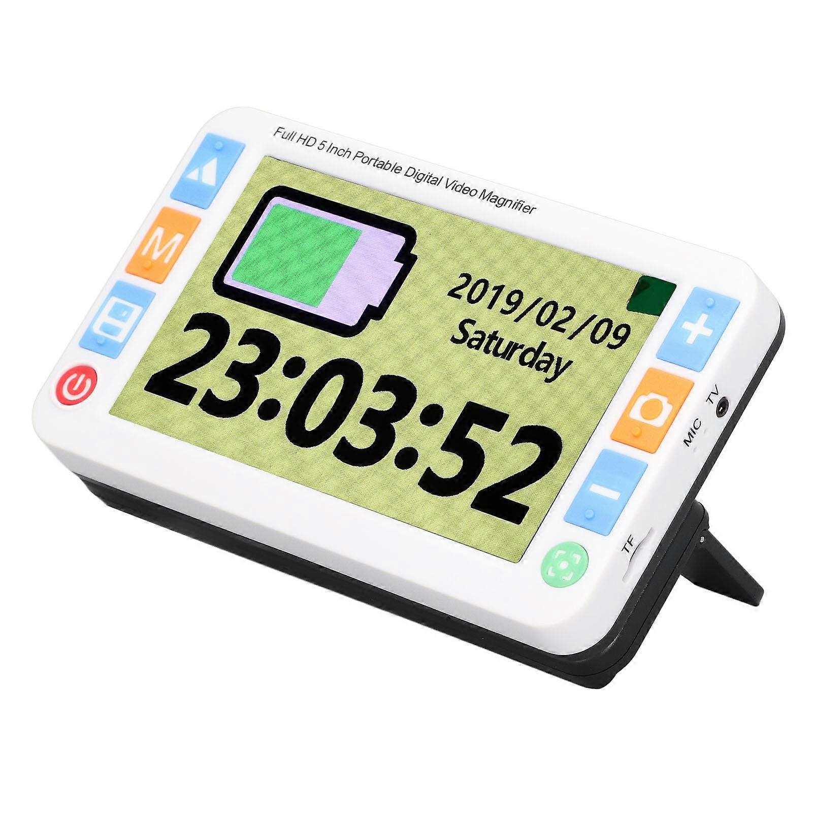 Electronic Reading Magnifier 5.0 Inch 2X to 32X Rechargeable Handheld Digital Vision Aid with 26 Color Modes 100‑240V US Plug 