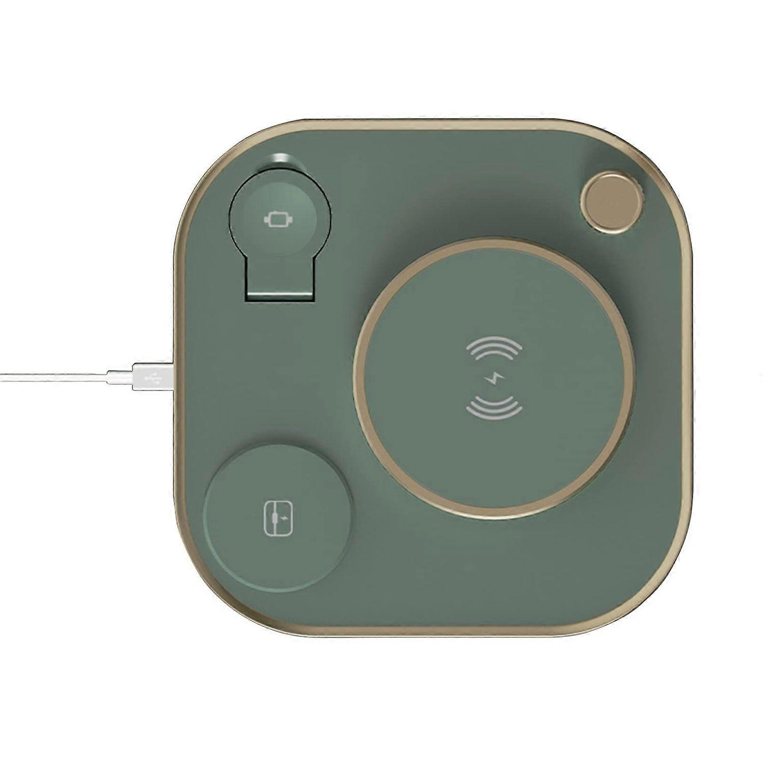 Fast charging three-in-one charger stand charging cable stand suitable for watch mobile phone headset smart watch stand base charger stand(green)