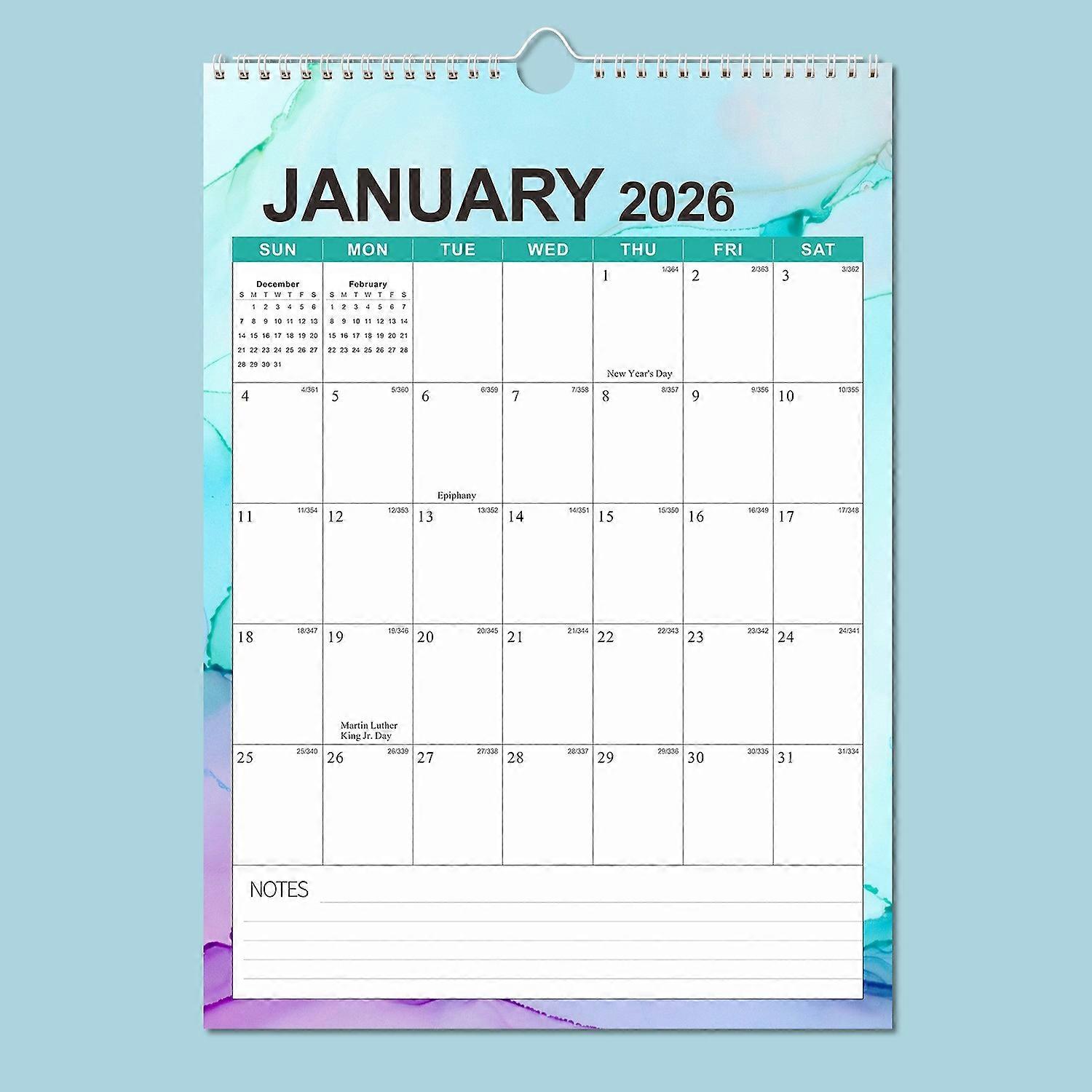 Calendar 2026-2026 17x 1in Monthly Calendar Planner 18 Month Calendar With Binding Hanging Hook WUD5531