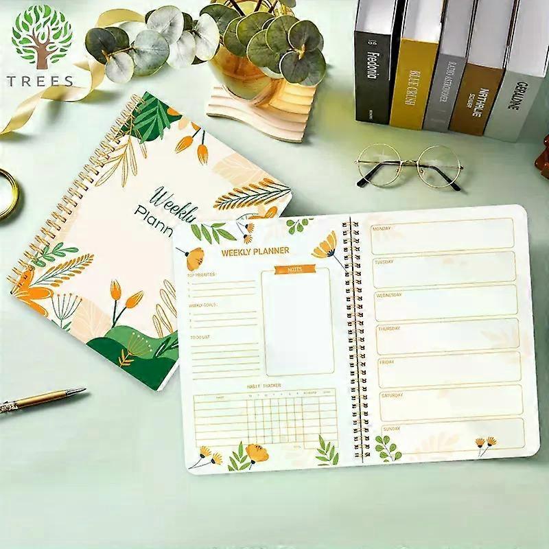 1pc Undated Weekly Planner To Do List Notebook Daily Schedules Spiral Goals Journal With Habit Tracker 52 Sheets