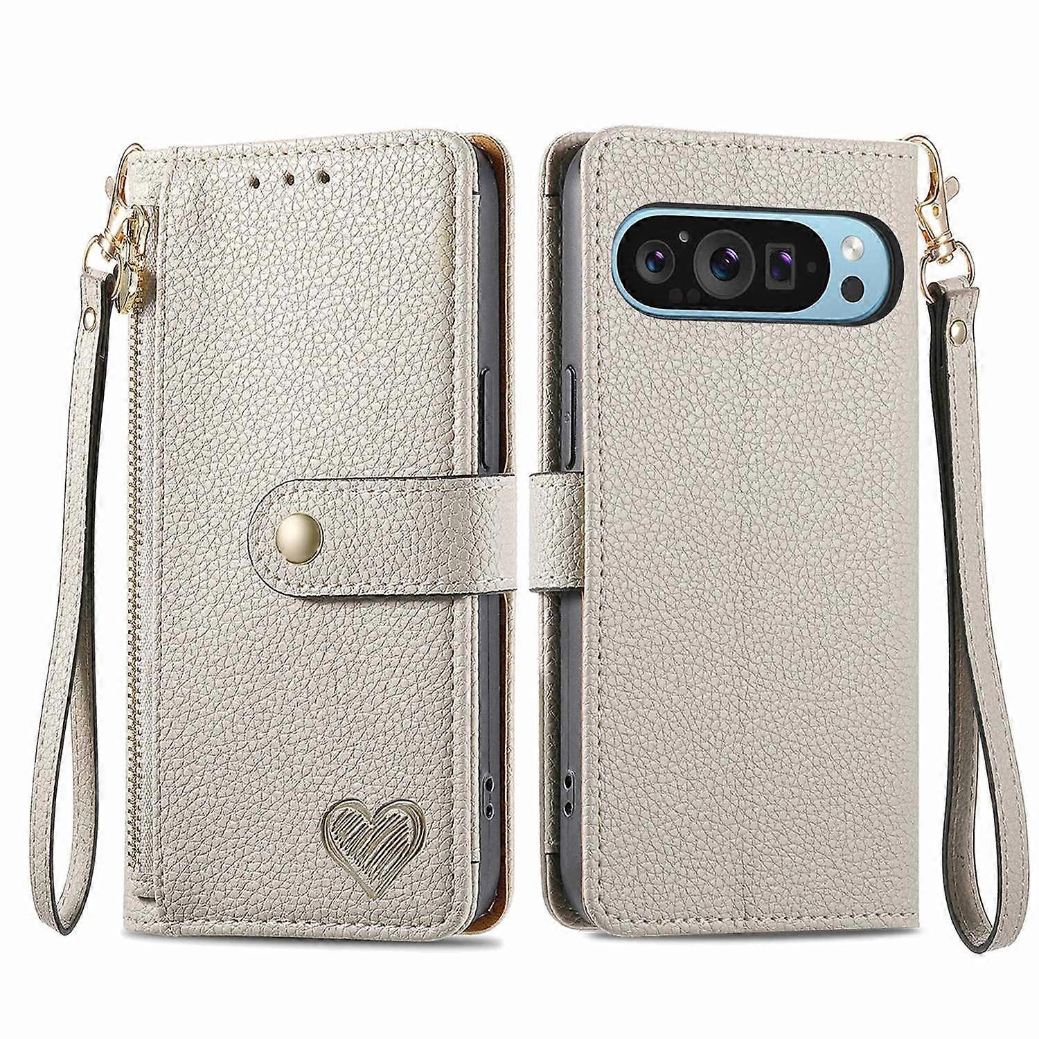 For Google Pixel 10 Pro/Pixel 10/Pixel 9 Pro/Pixel 9 RFID Blocking Case Zipper Pocket PU+TPU Phone C