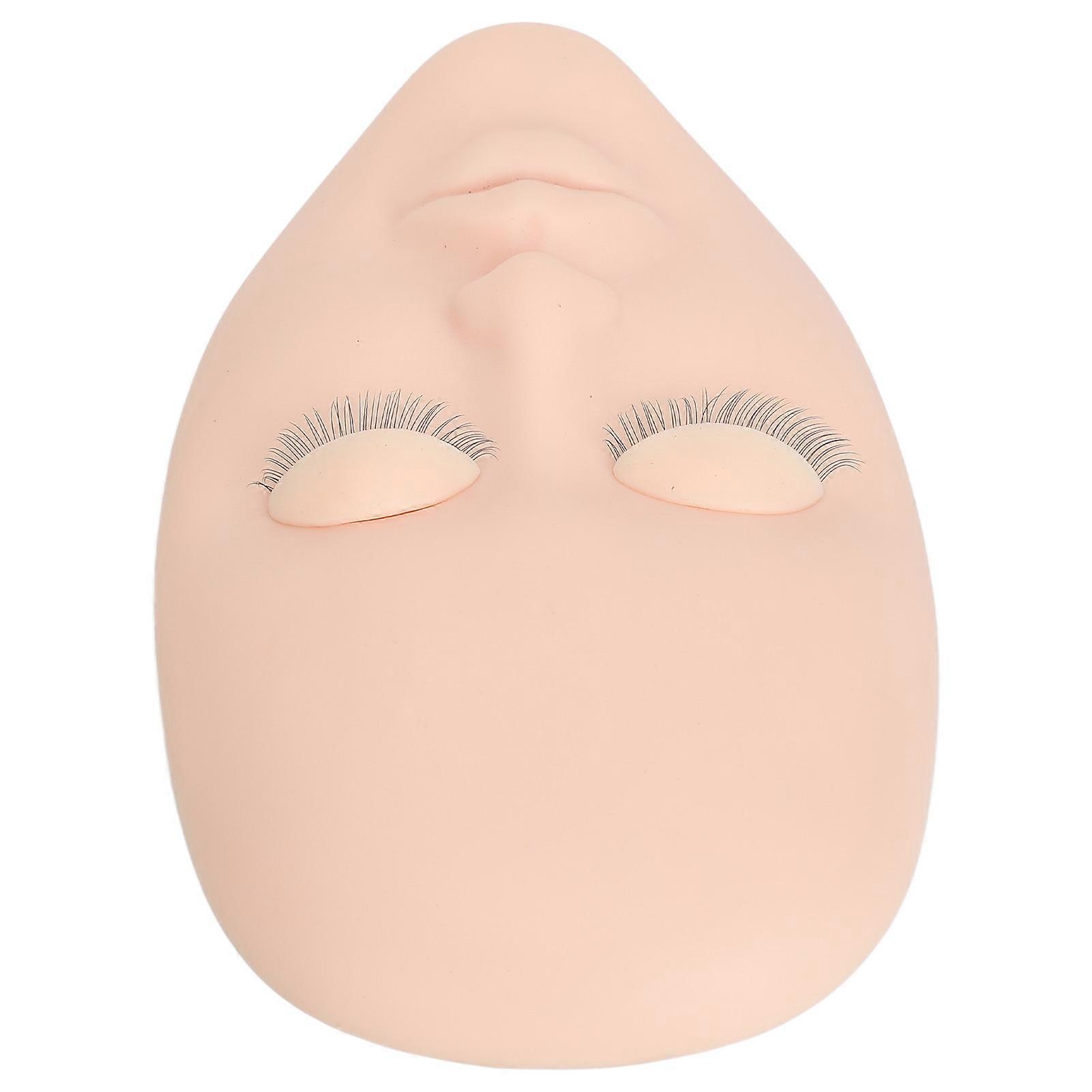 Eyelash Extension Face Mannequin with 3 Pairs Removable Lids Pink 16x10.3cm