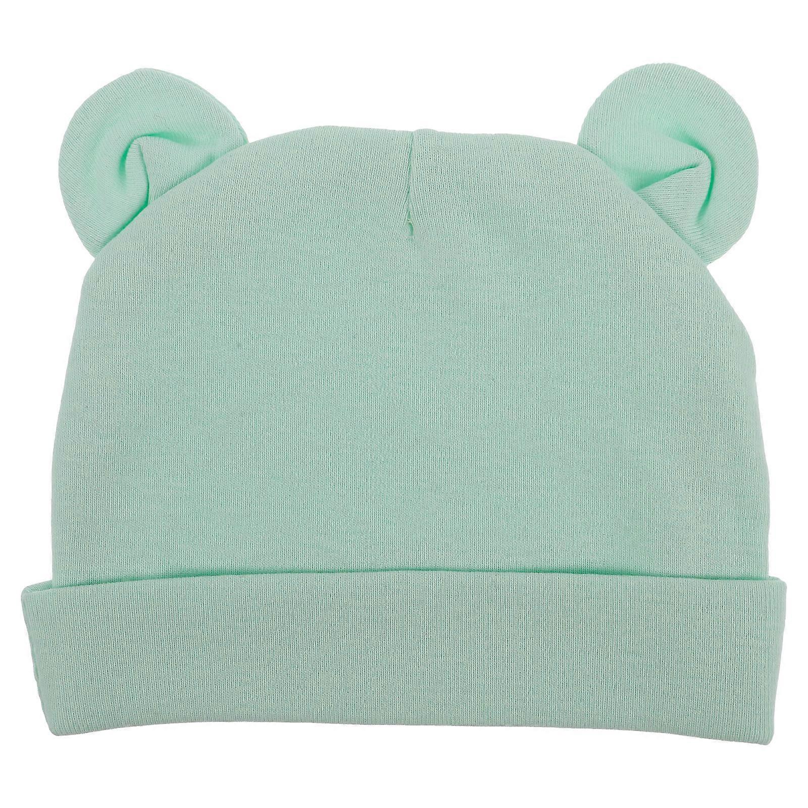 Adorable Bear Ears Soft Cotton Newborn Baby Hat Suitable for Special Events Light Green 1Pcs