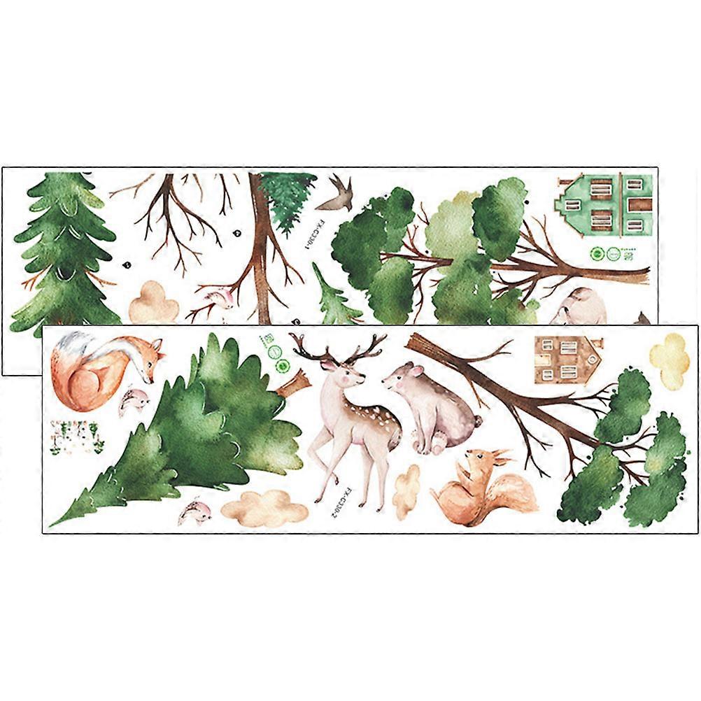 Cartoon Wall Decals Cartoon Pine Tree Animals Forest Themed Wall Sticker