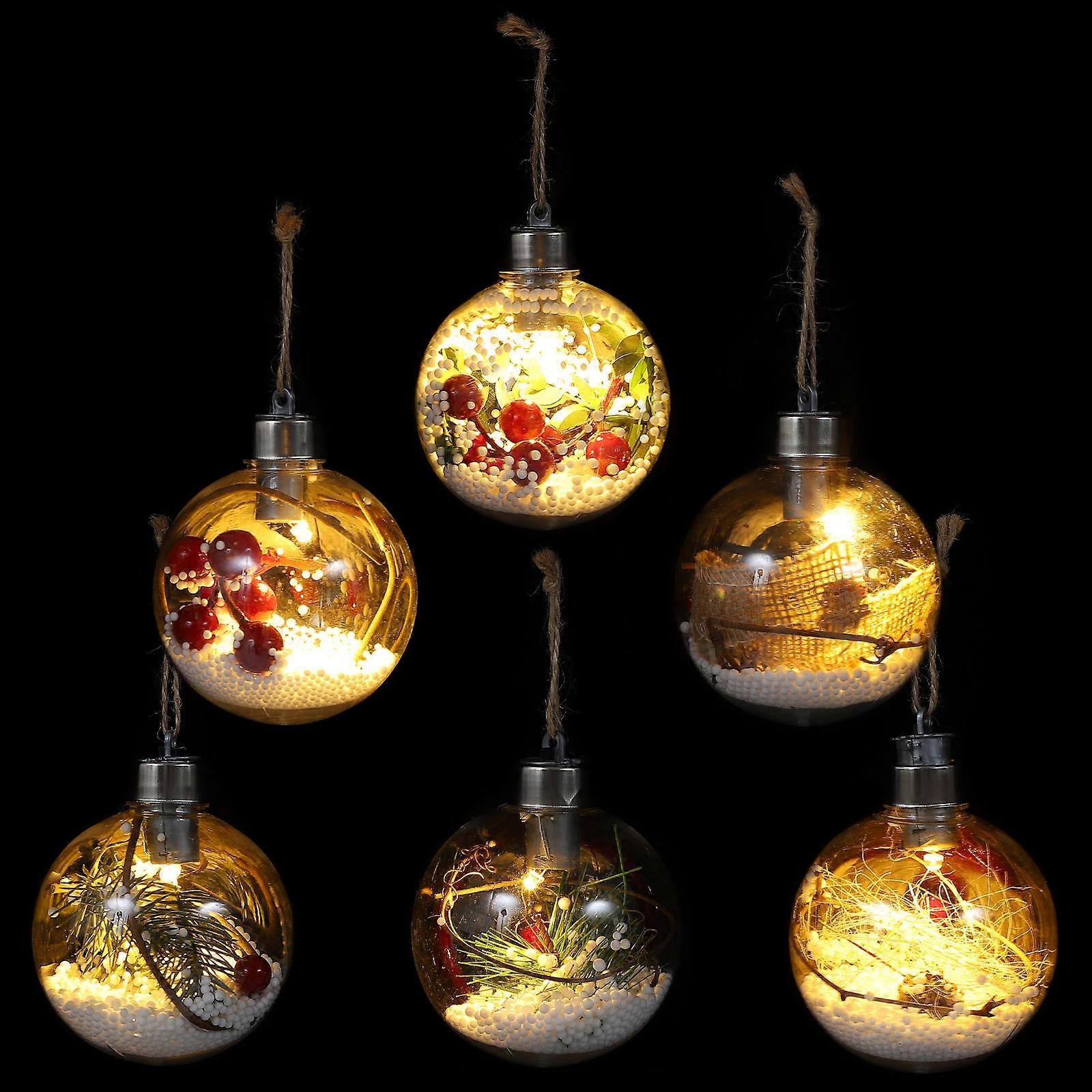 Assorted Color Xmas Balls Plastic Pendants for Xmas 6Pcs Glowing Balls