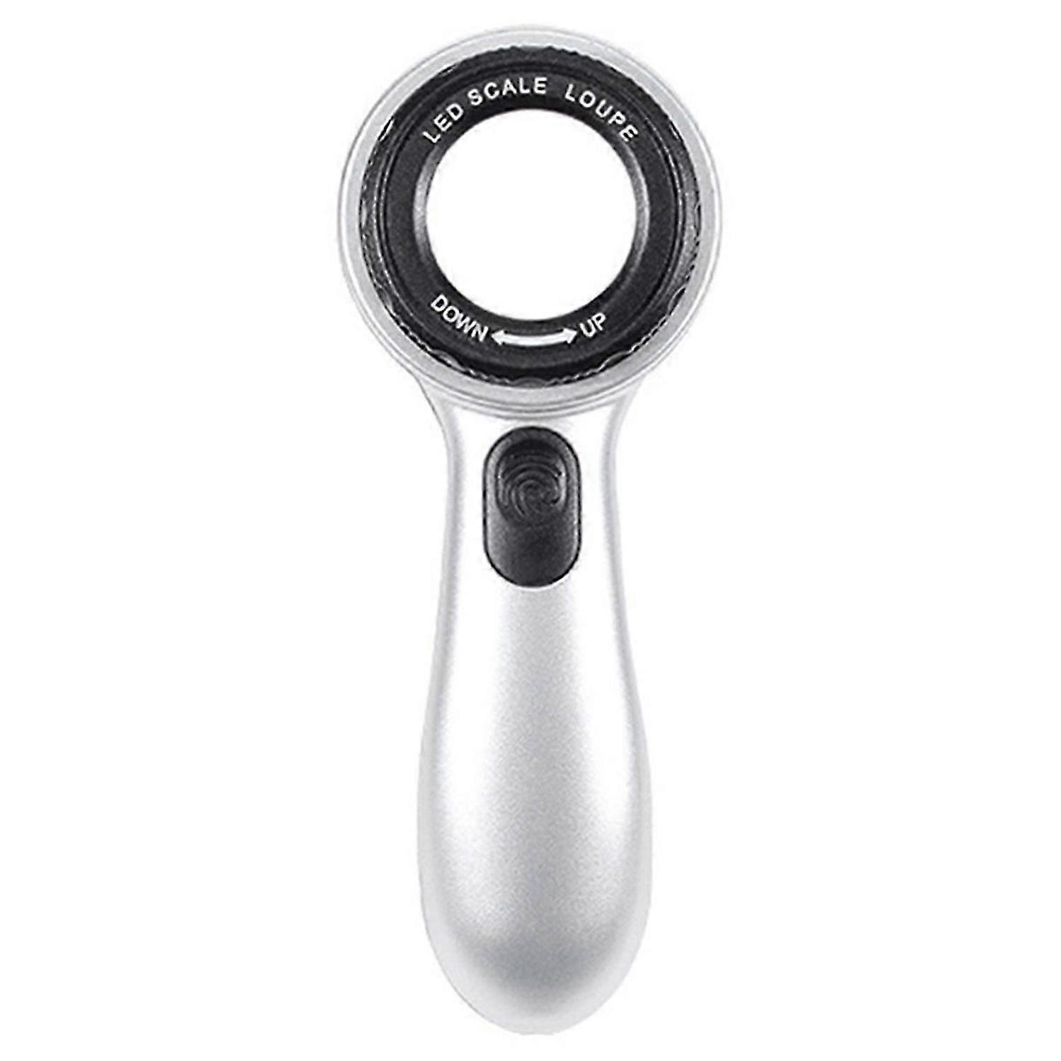 Rechargeable 30X Handheld Magnifying Glass with LED Lights Illuminated Magnifier 4 Light Modes Scale