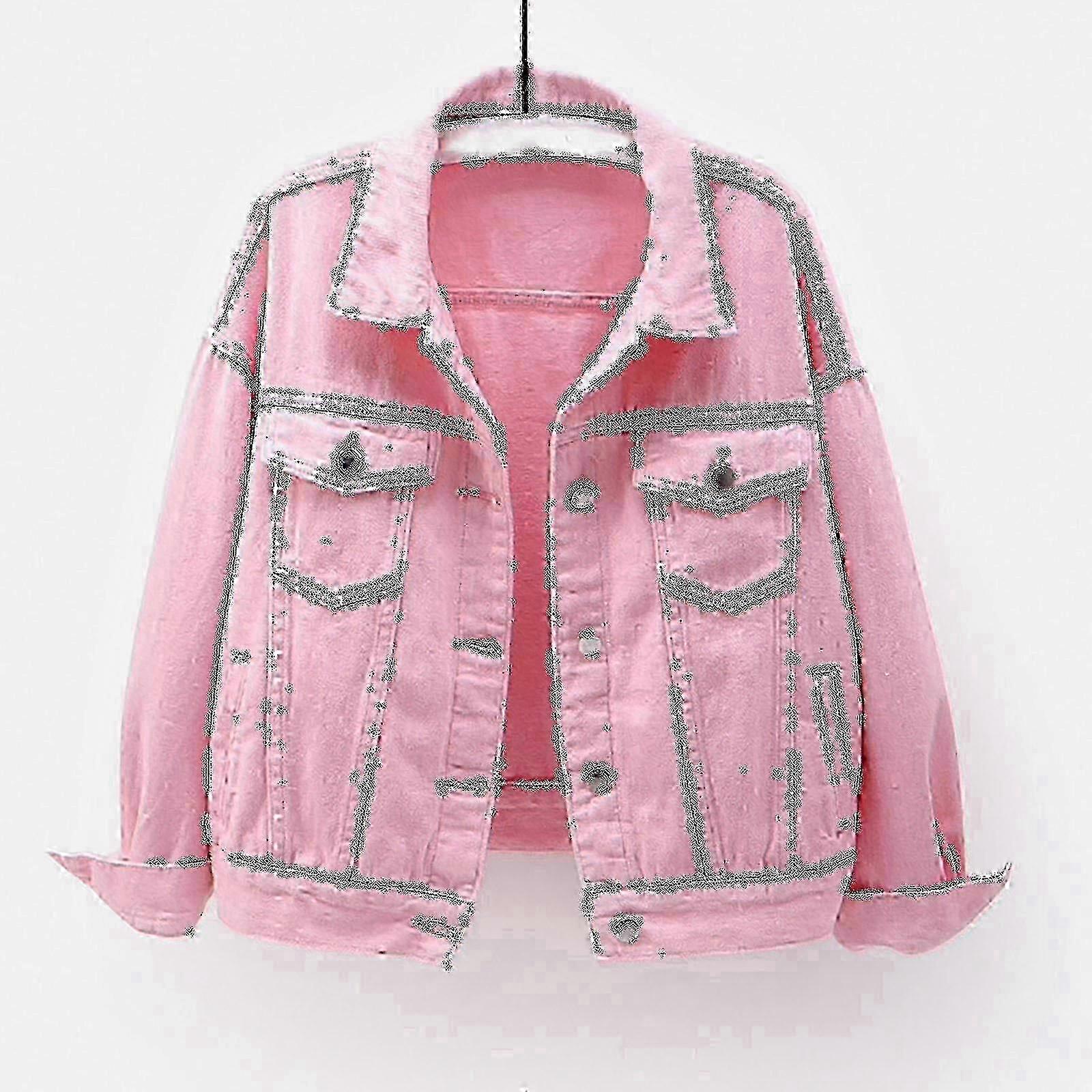 2025 Warm Solid Long Sleeve Denim Jacket for Women - Spring & Autumn Outerwear