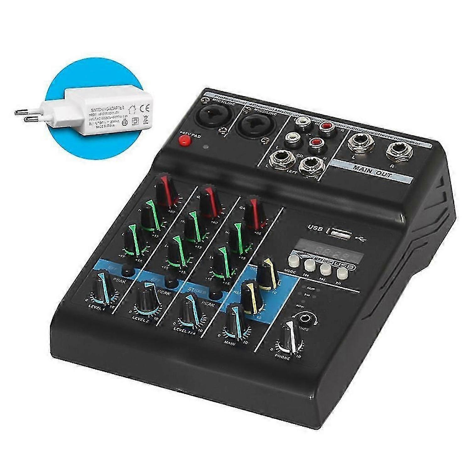 Table de mixage polyvalente Console audio Table de mixage à 4 canaux avec table de mixage sur carte son