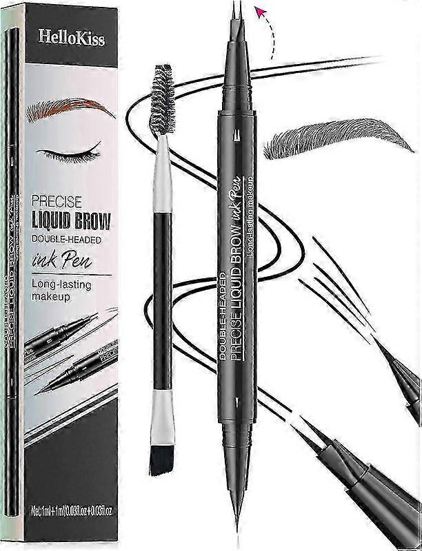 Natural Brow Eyebrow Pen, New 2-In-1 Dual-Ended Microblading Eyebrow Pencil, with Micro-Fork-Tip and Precise Brush-Tip