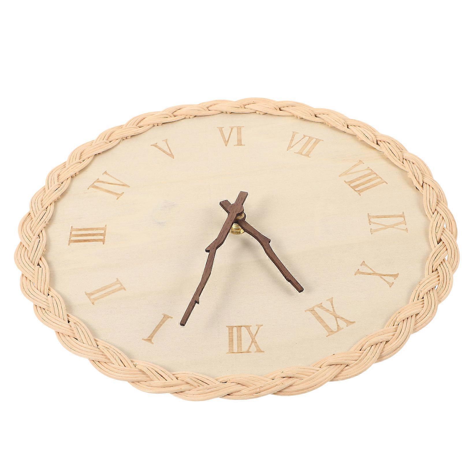 Woven Round Wall Clock Silent Movement 2Pcs for Household Use