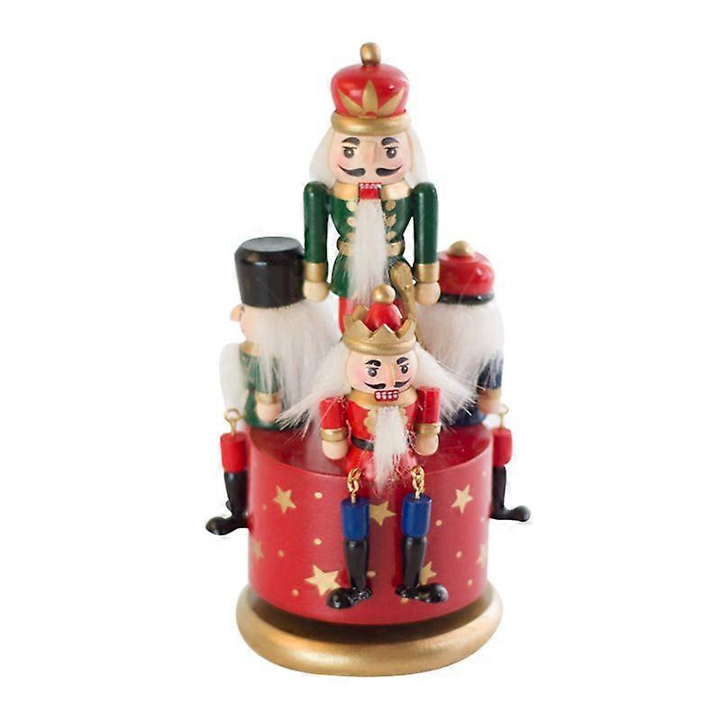 Wooden rotating figurine nutcracker music box