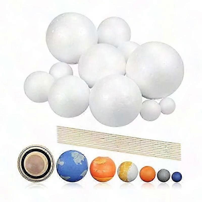Solar System Model Kit, 14 Polystyrene Planet Balls for Science Projects & Crafts