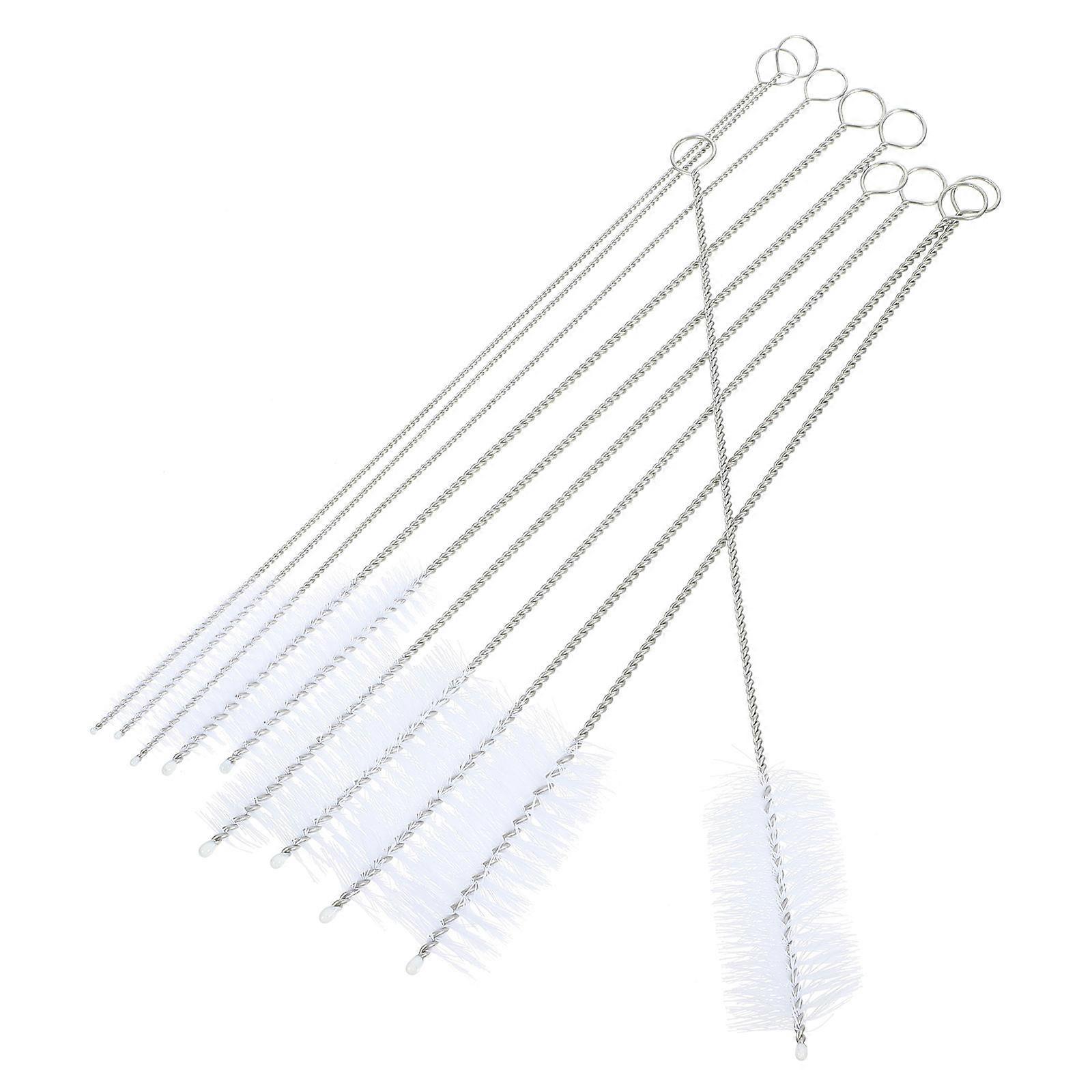 Cleaning Set Nylon Tube Brush Set for Cleaning 10Pcs White for Hard Spaces