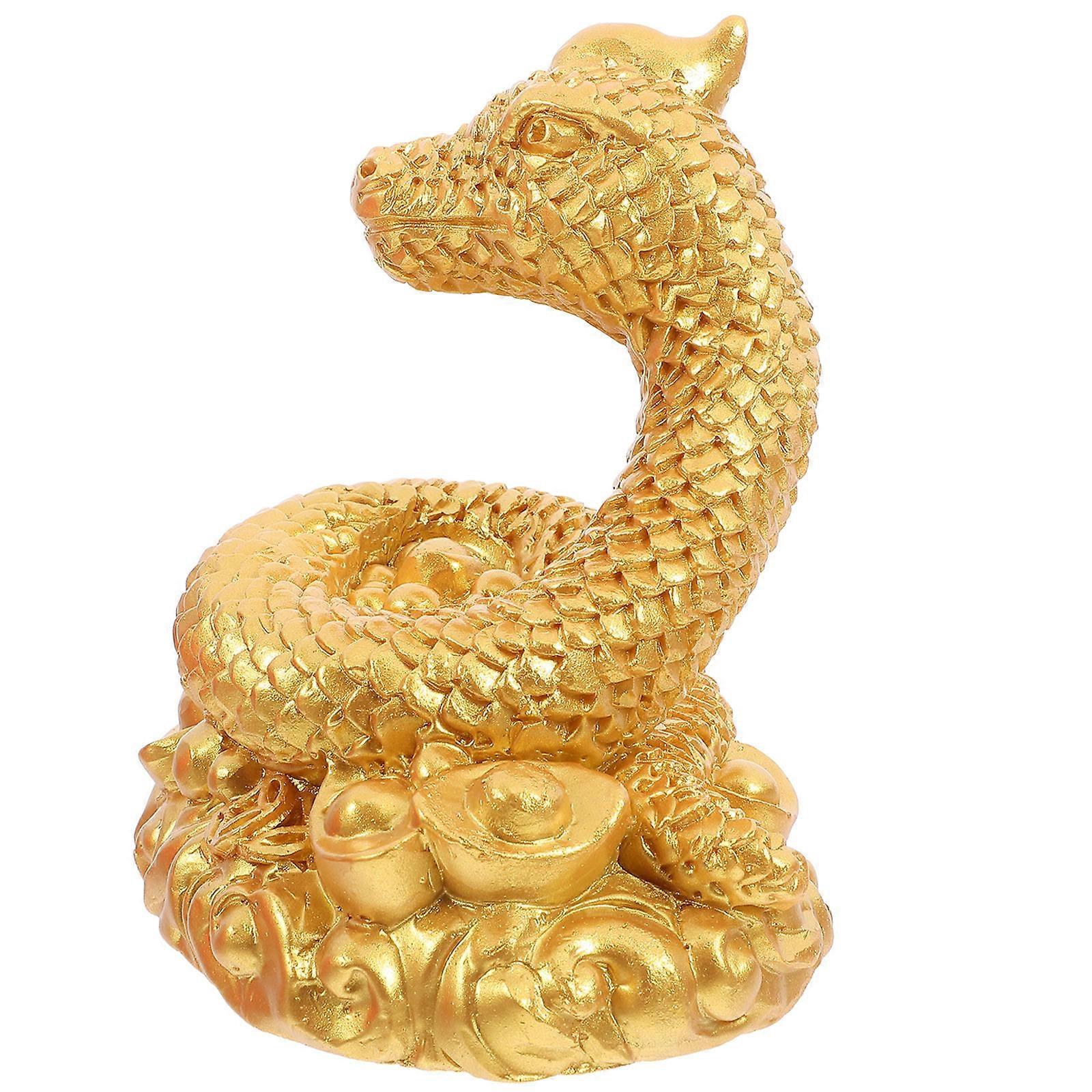 Snake Figurine Resin Snake Sculpture for Decoration 5Pcs Golden Set
