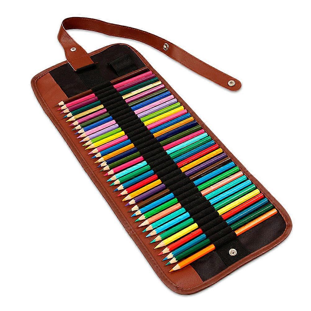 Roll Up Pencil Case Canvas Holder for Colored Pencil Storage 3Pcs Black