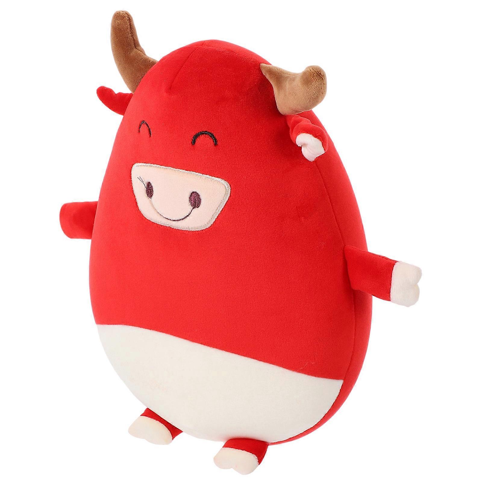 Durable U Shaped Pillow for Neck Support 2Pcs Red Cartoon Ox Design