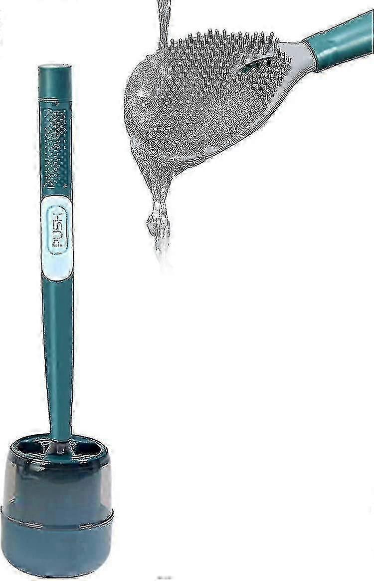 Toilettenbürste und Halter mit zwei Funktionen – weiche TPR-Borsten (Wand-Multiständer, 360-Grad-Reinigung)