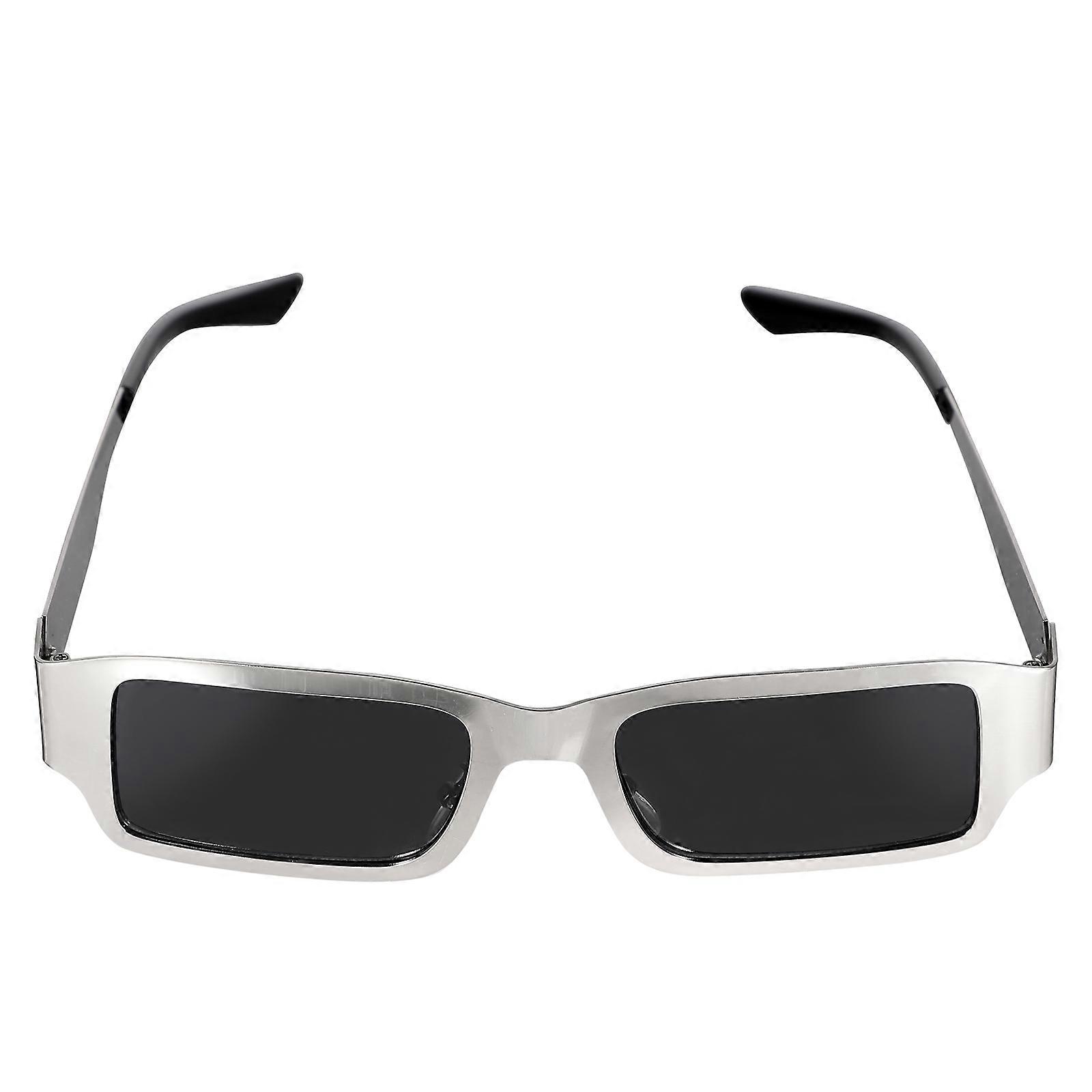 Square Sunglasses Creative Eyewear for Party 2Pcs Silver Frame