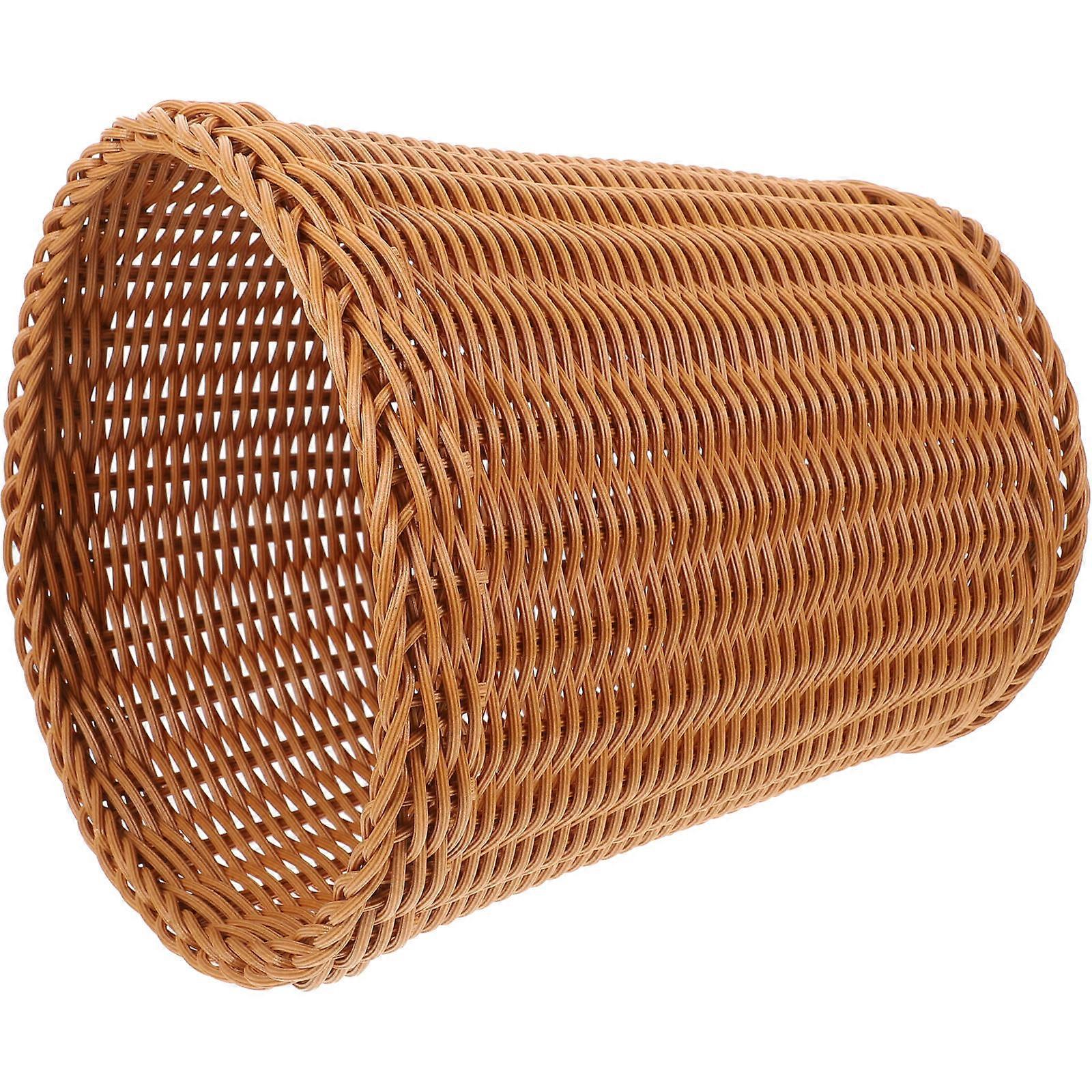 Natural Style Woven Trash Can For Household Item Compact Brown Waste Bin Usage In Living Room Bathroom 1Set
