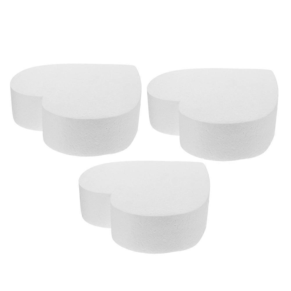 Foam Model Heart Shaped Cake Model for Decorating 3Pcs White Foam Cake Dummies