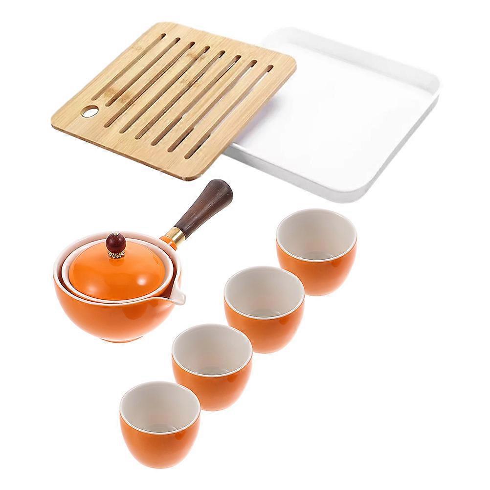 Kung Fu Tea Tools 1 Set Tea Pot Tea Serving Tray with Assorted Color and 360 Degree Rotation for Home Use Office Use and Travel